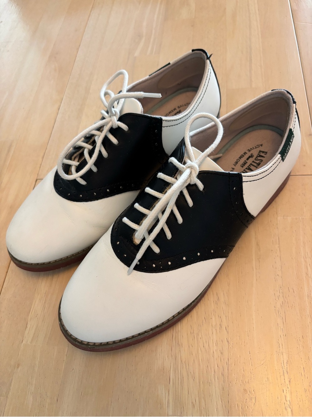 Eastland Two-Tone Black and White Saddle Oxfords
